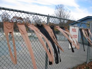 Pantyhose on Fence